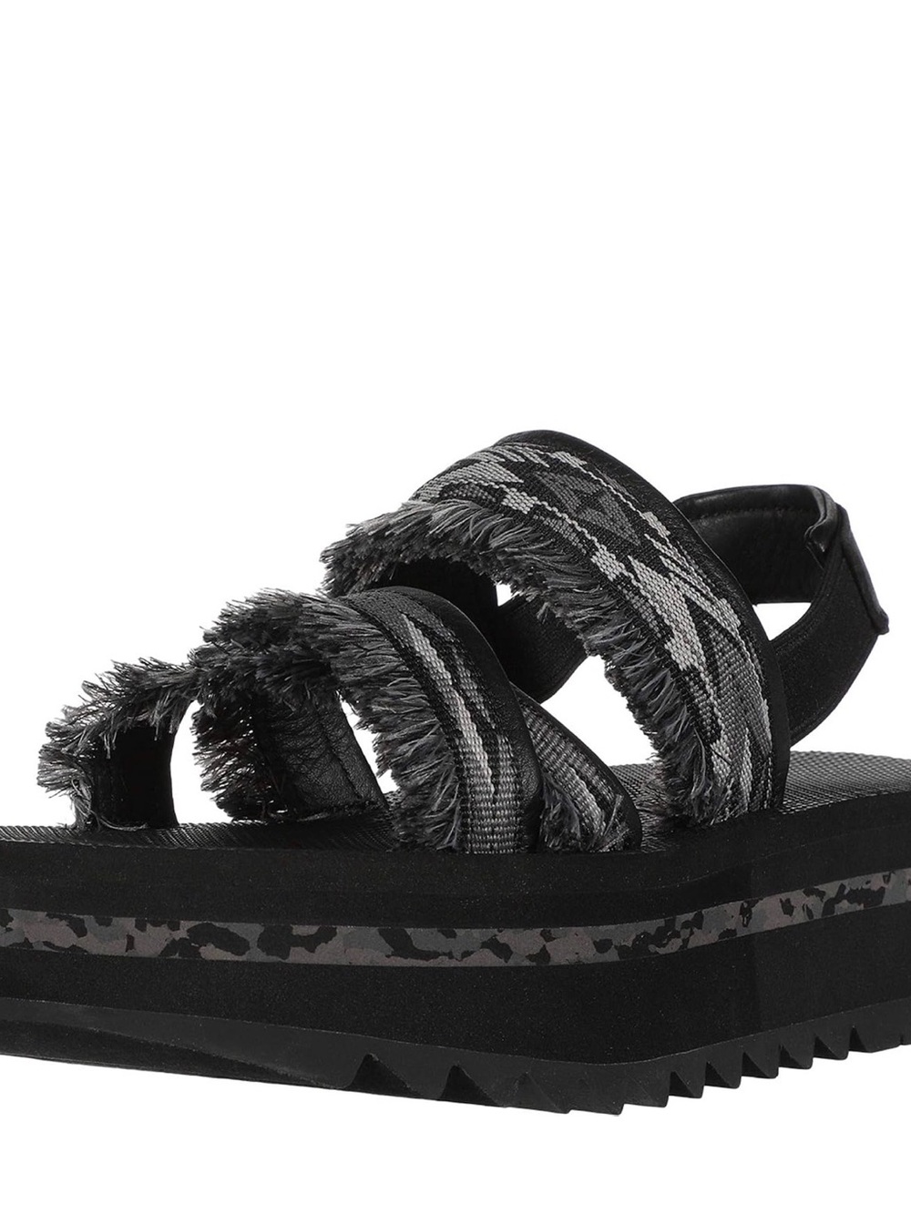 Teva Black Fringed Platform Sandal